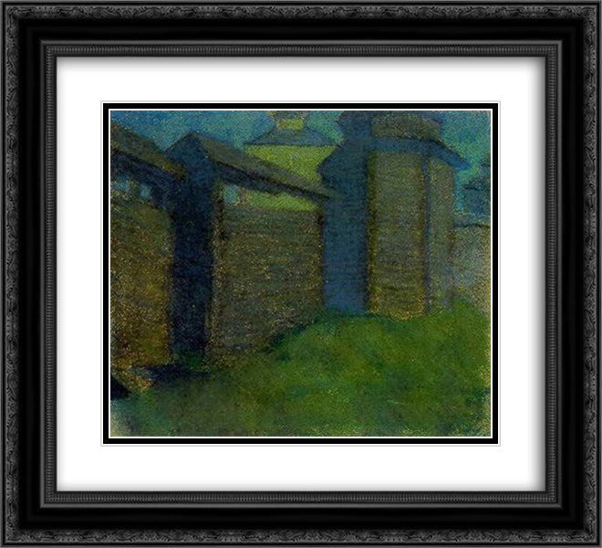 Study to Building a City 22x20 Black Ornate Wood Framed Art Print Poster with Double Matting by Roerich, Nicholas