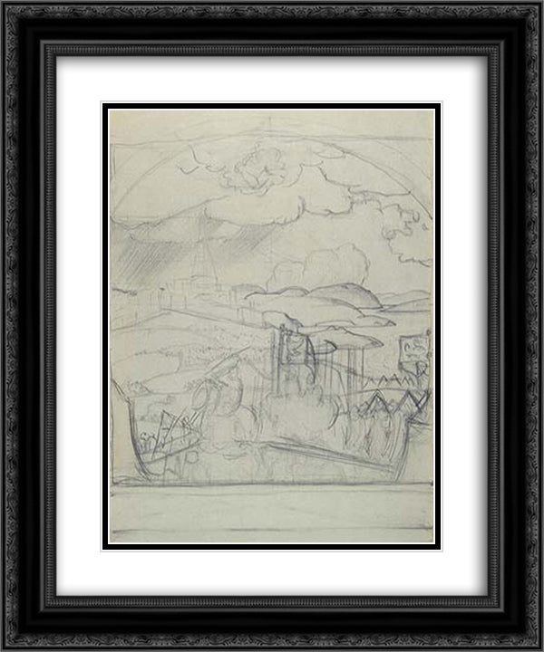 Study to Conquest of Kazan 20x24 Black Ornate Wood Framed Art Print Poster with Double Matting by Roerich, Nicholas