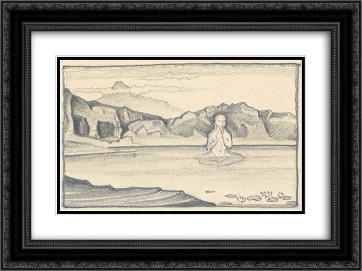 Study to Lotos 24x18 Black Ornate Wood Framed Art Print Poster with Double Matting by Roerich, Nicholas