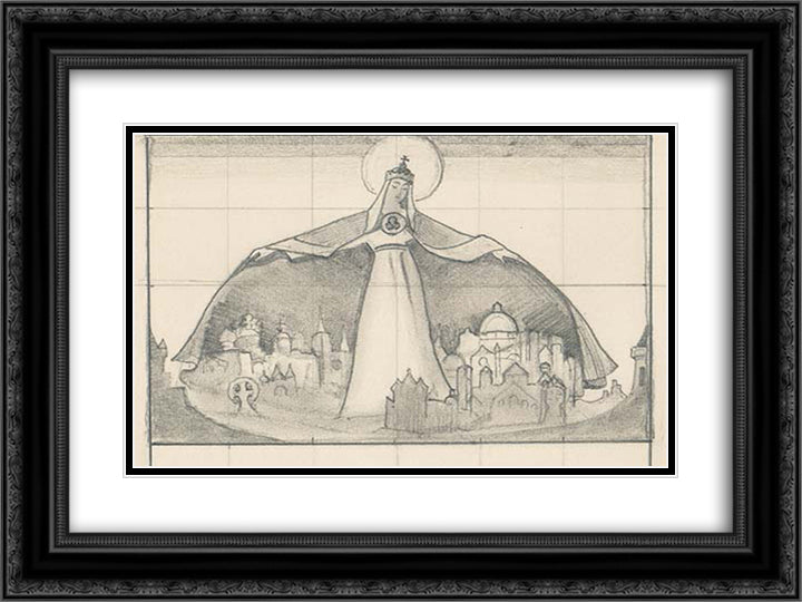 Study to Madonna Protectoris 24x18 Black Ornate Wood Framed Art Print Poster with Double Matting by Roerich, Nicholas