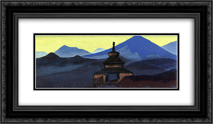 Stupa 24x14 Black Ornate Wood Framed Art Print Poster with Double Matting by Roerich, Nicholas