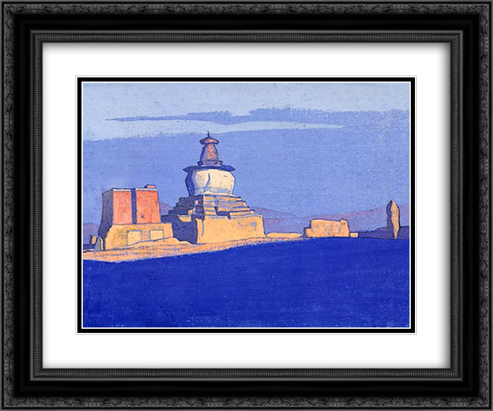 Stupa at Chung-Chu 24x20 Black Ornate Wood Framed Art Print Poster with Double Matting by Roerich, Nicholas