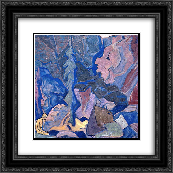 Stylites 20x20 Black Ornate Wood Framed Art Print Poster with Double Matting by Roerich, Nicholas
