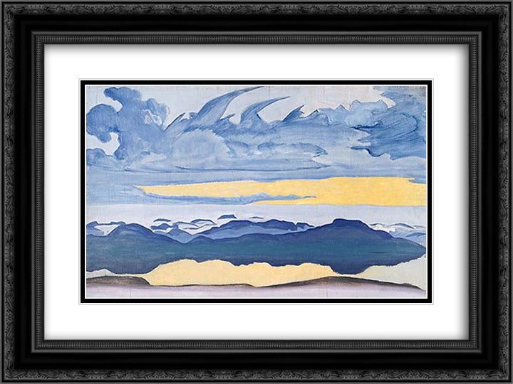 Sunset rider 24x18 Black Ornate Wood Framed Art Print Poster with Double Matting by Roerich, Nicholas