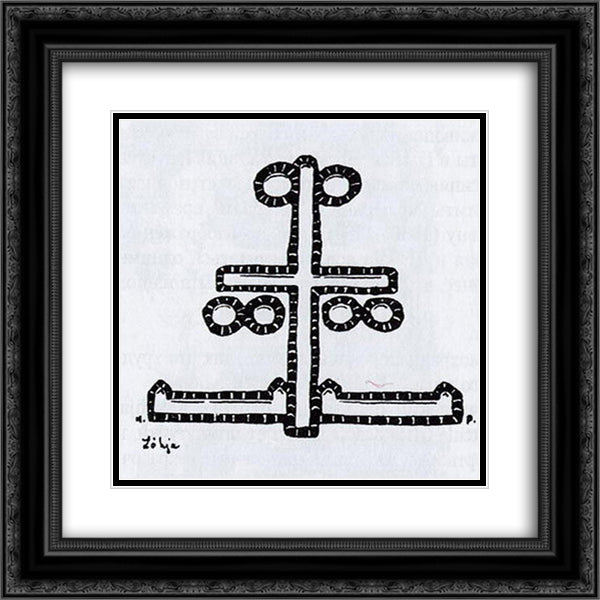 Symbolic cross on the outer wall in Lohia 20x20 Black Ornate Wood Framed Art Print Poster with Double Matting by Roerich, Nicholas
