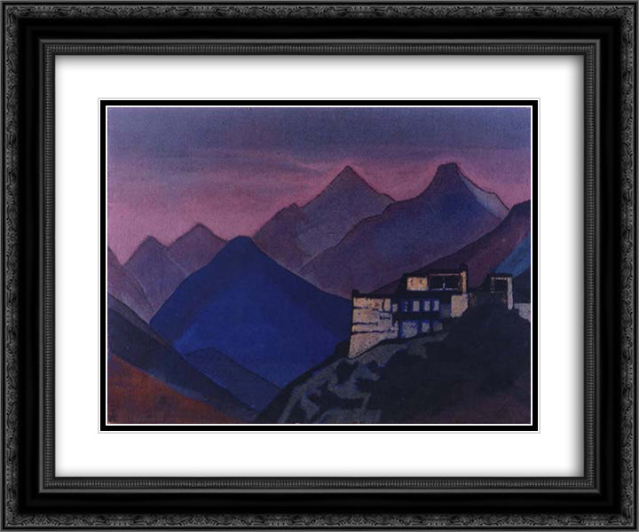 Takur Castle 24x20 Black Ornate Wood Framed Art Print Poster with Double Matting by Roerich, Nicholas