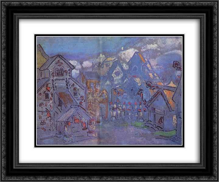 Terem 24x20 Black Ornate Wood Framed Art Print Poster with Double Matting by Roerich, Nicholas