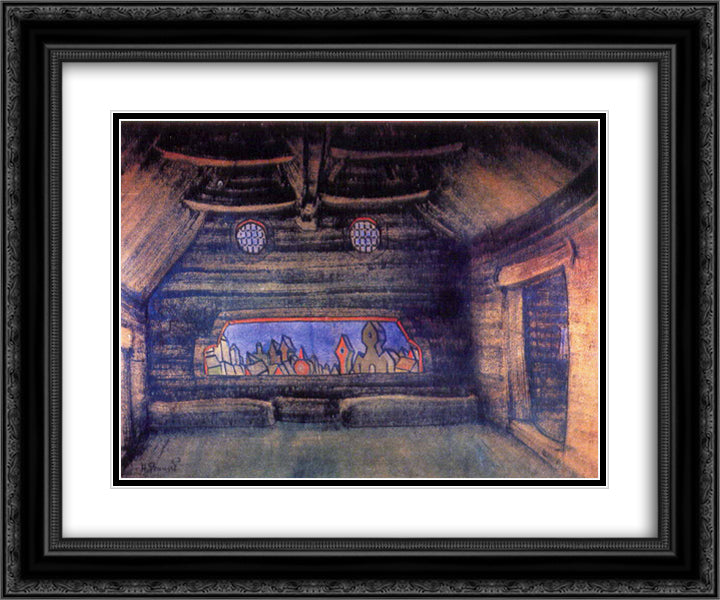 Terem of Yaroslavna. New moon. 24x20 Black Ornate Wood Framed Art Print Poster with Double Matting by Roerich, Nicholas