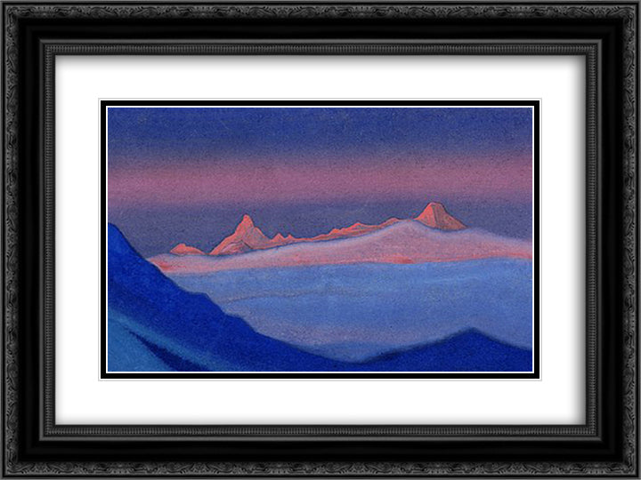 Thang La 24x18 Black Ornate Wood Framed Art Print Poster with Double Matting by Roerich, Nicholas