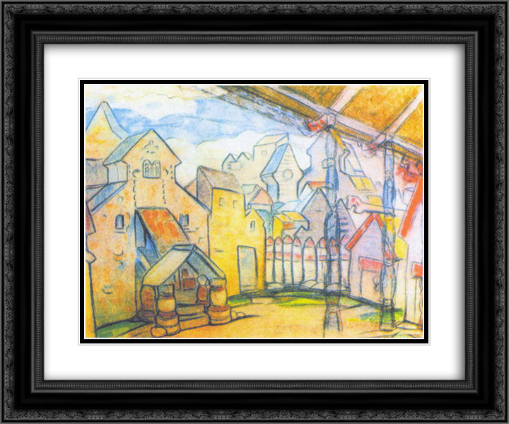 The court of Prince Vladimir Galitsky (Study of scene design for Prince Igor) 24x20 Black Ornate Wood Framed Art Print Poster with Double Matting by Roerich, Nicholas