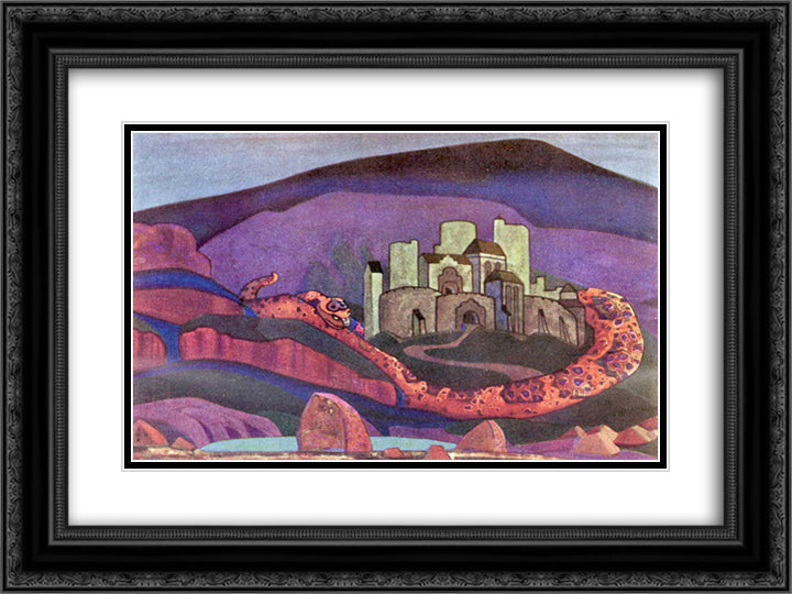 The Doomed City 24x18 Black Ornate Wood Framed Art Print Poster with Double Matting by Roerich, Nicholas