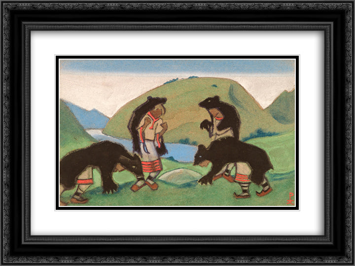 The Elders weared in bear hides 24x18 Black Ornate Wood Framed Art Print Poster with Double Matting by Roerich, Nicholas