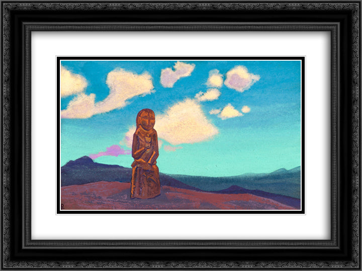 The holder of the cup. Mongolia. 24x18 Black Ornate Wood Framed Art Print Poster with Double Matting by Roerich, Nicholas