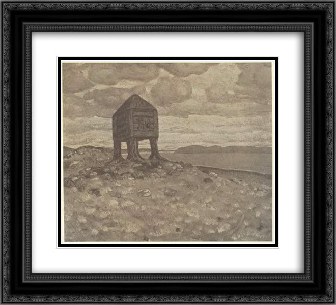 The Hut of Dead 22x20 Black Ornate Wood Framed Art Print Poster with Double Matting by Roerich, Nicholas