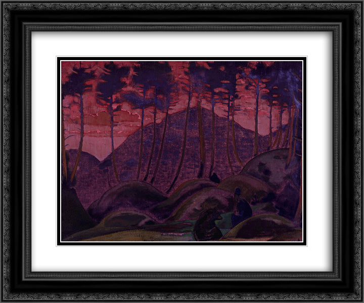 The Language of the Forest 24x20 Black Ornate Wood Framed Art Print Poster with Double Matting by Roerich, Nicholas