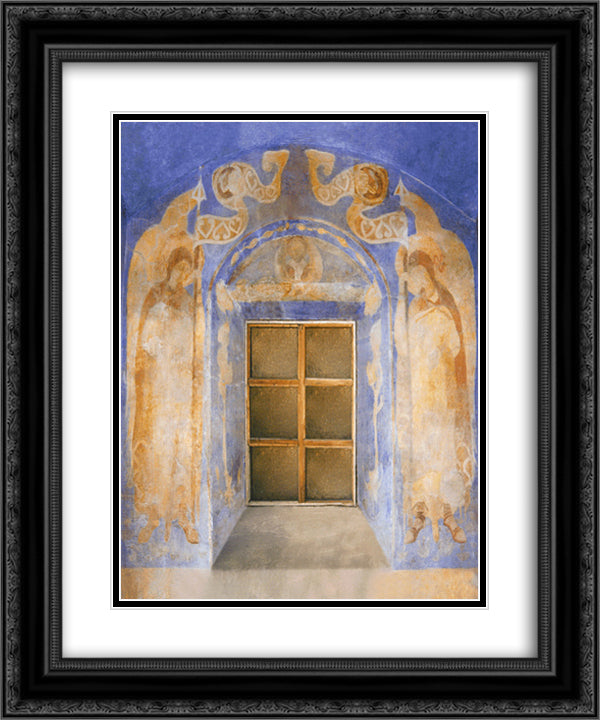 The painting of the western wall of the chapel of St. Anastasia 20x24 Black Ornate Wood Framed Art Print Poster with Double Matting by Roerich, Nicholas