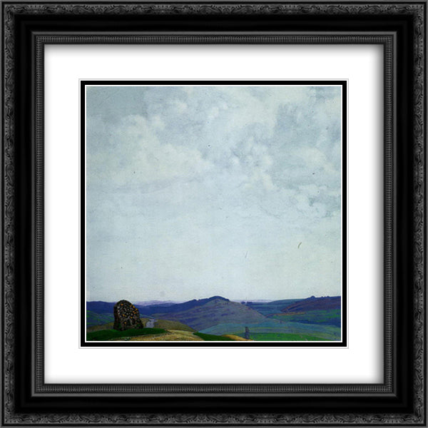 The straight path 20x20 Black Ornate Wood Framed Art Print Poster with Double Matting by Roerich, Nicholas