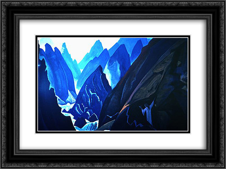 The way 24x18 Black Ornate Wood Framed Art Print Poster with Double Matting by Roerich, Nicholas