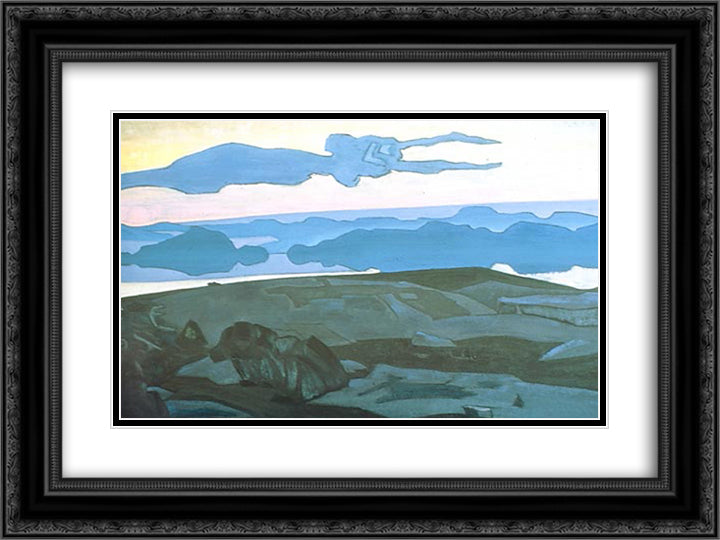 Thinking 24x18 Black Ornate Wood Framed Art Print Poster with Double Matting by Roerich, Nicholas