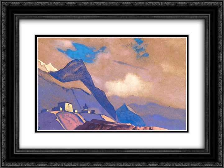 Tibet. At Brahmaputra. 24x18 Black Ornate Wood Framed Art Print Poster with Double Matting by Roerich, Nicholas