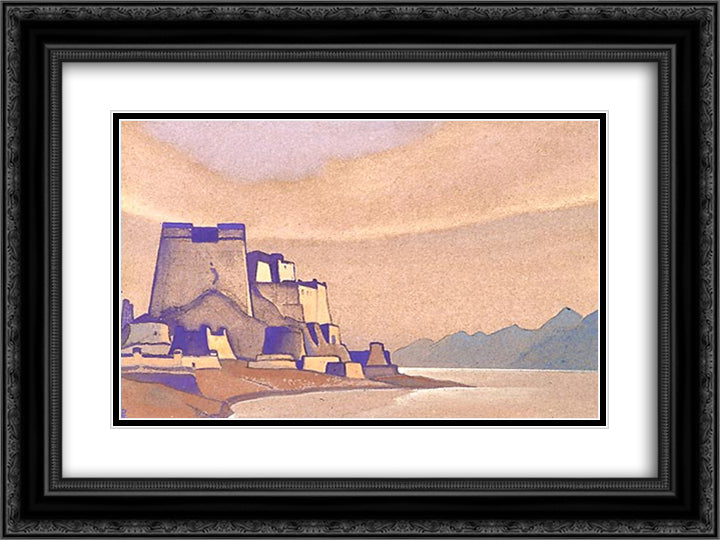 Tibet. Dzong. 24x18 Black Ornate Wood Framed Art Print Poster with Double Matting by Roerich, Nicholas