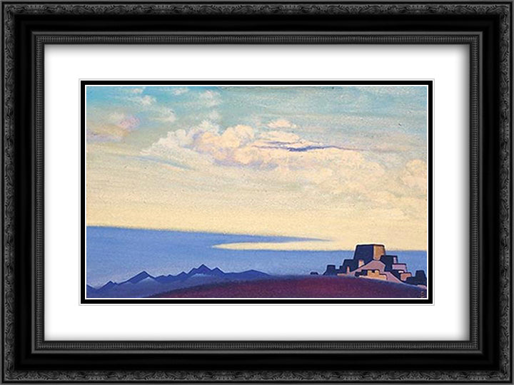 Tibet. Evening. 24x18 Black Ornate Wood Framed Art Print Poster with Double Matting by Roerich, Nicholas