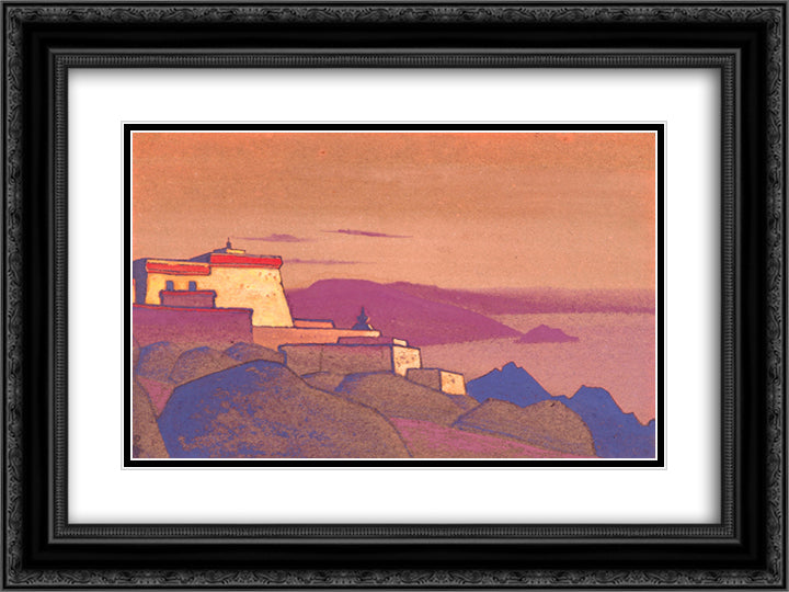Tibet. Monastery Gelug-pa. 24x18 Black Ornate Wood Framed Art Print Poster with Double Matting by Roerich, Nicholas