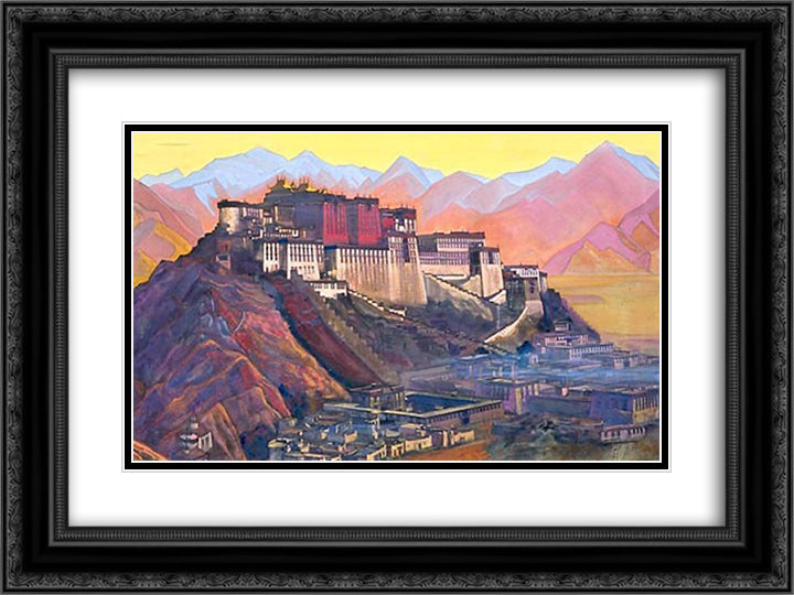 Tibet stronghold (Potala) 24x18 Black Ornate Wood Framed Art Print Poster with Double Matting by Roerich, Nicholas