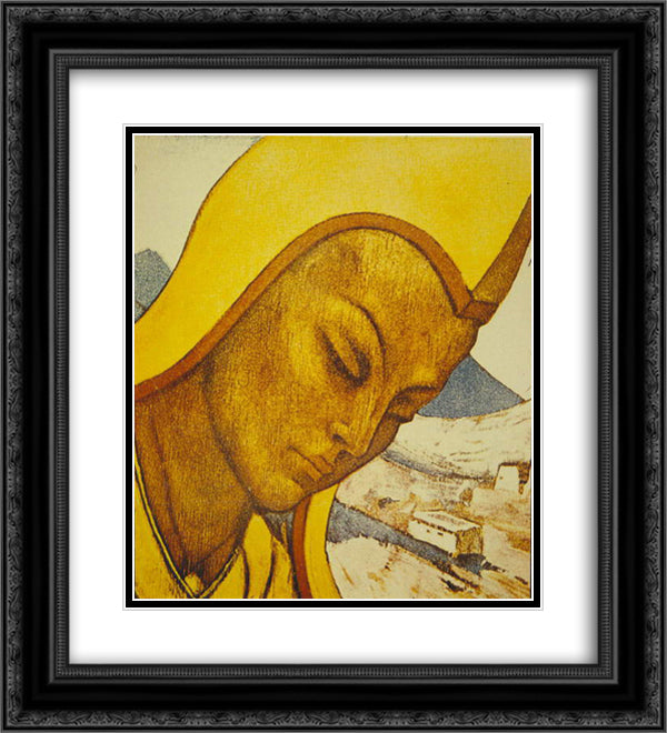 Tibetian lama 20x22 Black Ornate Wood Framed Art Print Poster with Double Matting by Roerich, Nicholas