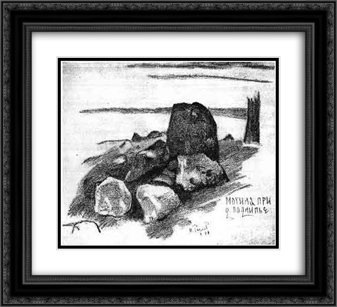 Tomb near village Podlipie 22x20 Black Ornate Wood Framed Art Print Poster with Double Matting by Roerich, Nicholas