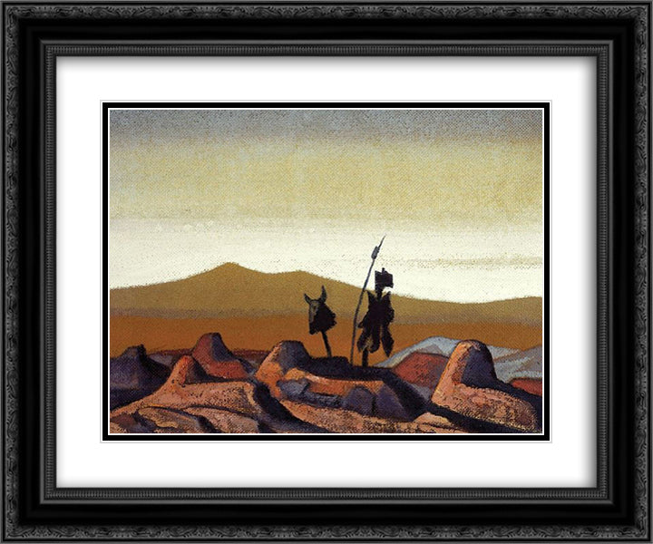 Tombs in the desert 24x20 Black Ornate Wood Framed Art Print Poster with Double Matting by Roerich, Nicholas