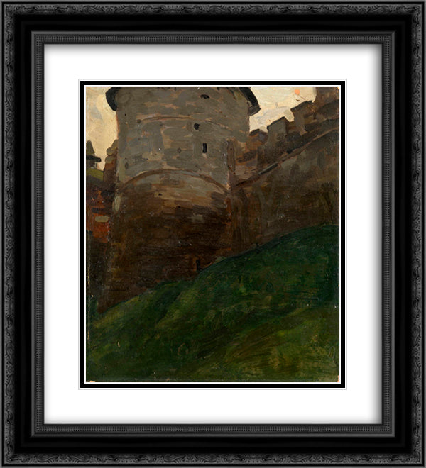Tower of Novgorod Kremlin 20x22 Black Ornate Wood Framed Art Print Poster with Double Matting by Roerich, Nicholas