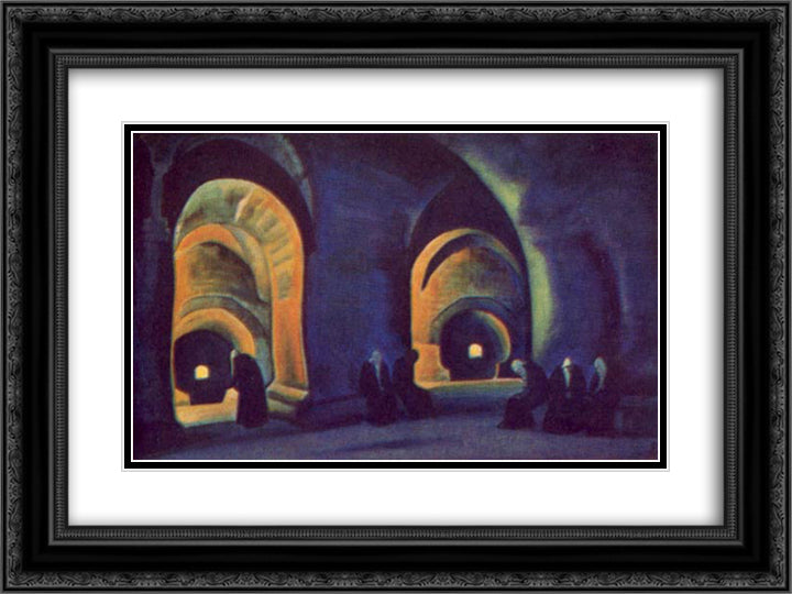 Tower of terror 24x18 Black Ornate Wood Framed Art Print Poster with Double Matting by Roerich, Nicholas