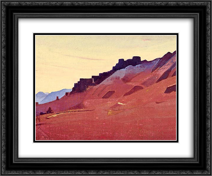 Town 24x20 Black Ornate Wood Framed Art Print Poster with Double Matting by Roerich, Nicholas