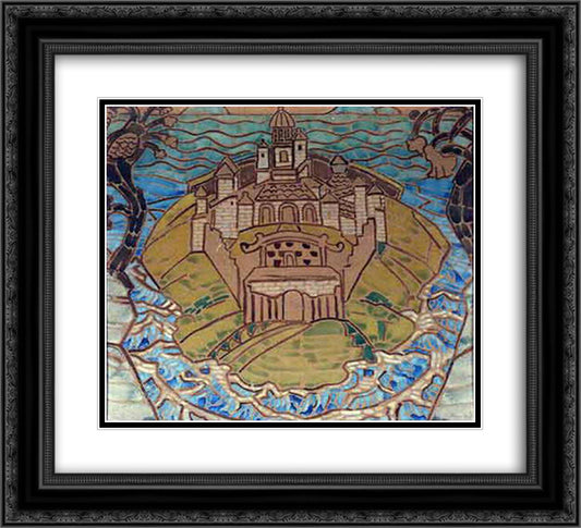 Town (sketch for carpet) 22x20 Black Ornate Wood Framed Art Print Poster with Double Matting by Roerich, Nicholas