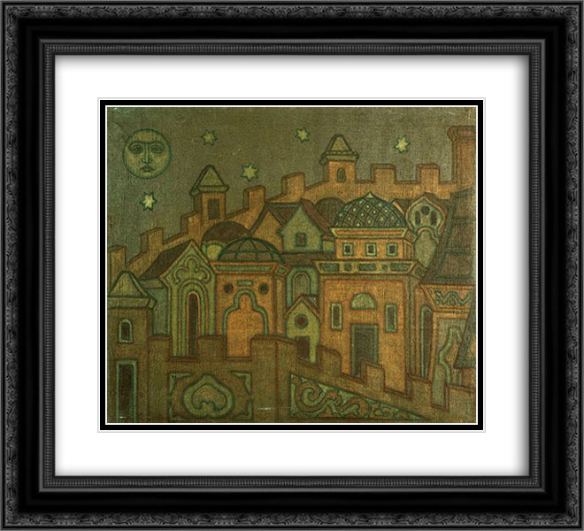Towns 22x20 Black Ornate Wood Framed Art Print Poster with Double Matting by Roerich, Nicholas