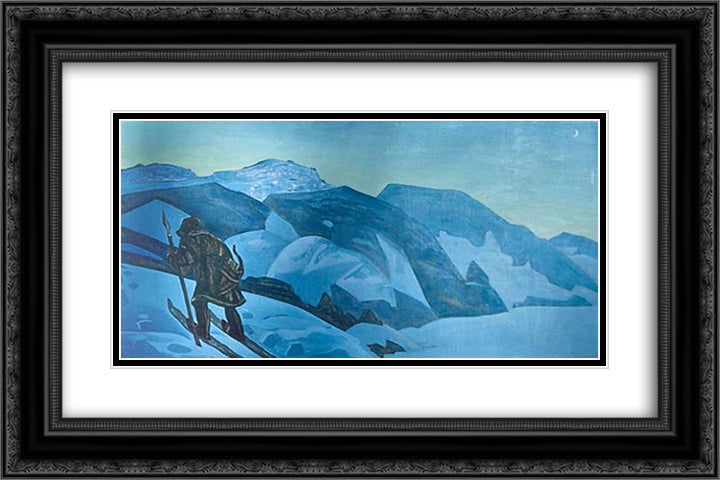 Traces 24x16 Black Ornate Wood Framed Art Print Poster with Double Matting by Roerich, Nicholas