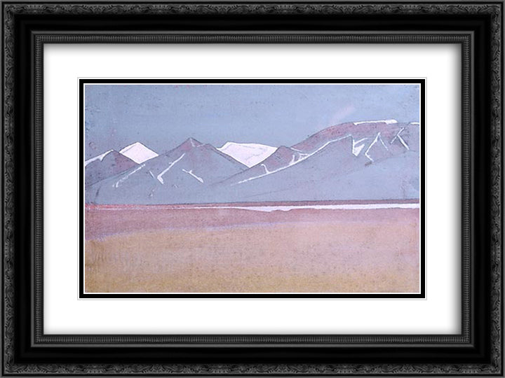 Trans-Himalayas, view from Saga-Dzong 24x18 Black Ornate Wood Framed Art Print Poster with Double Matting by Roerich, Nicholas