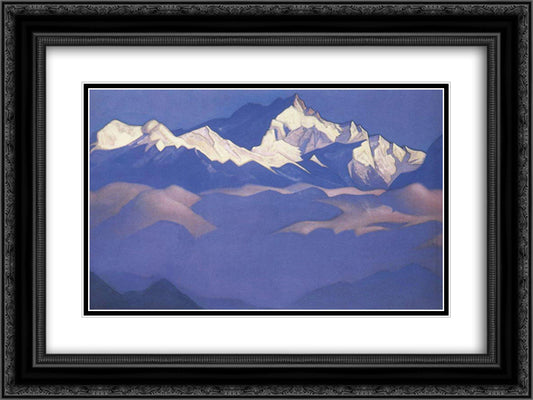 Treasure of snows (Kangchenjunga) 24x18 Black Ornate Wood Framed Art Print Poster with Double Matting by Roerich, Nicholas