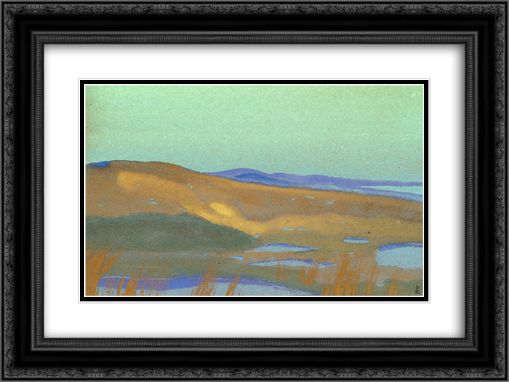 Tsaidam swamps 24x18 Black Ornate Wood Framed Art Print Poster with Double Matting by Roerich, Nicholas