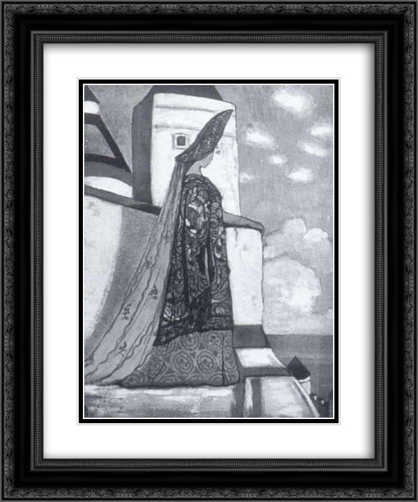Tsarina 20x24 Black Ornate Wood Framed Art Print Poster with Double Matting by Roerich, Nicholas