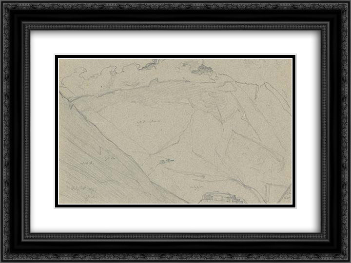 Tunde village in Lahaul 24x18 Black Ornate Wood Framed Art Print Poster with Double Matting by Roerich, Nicholas