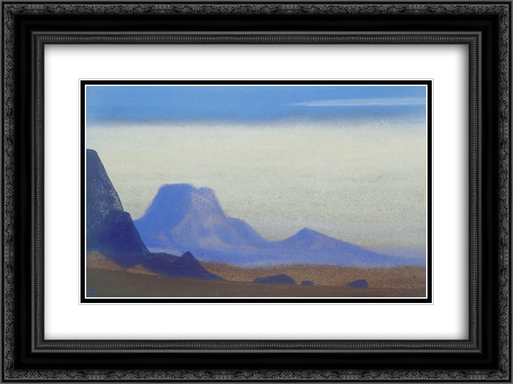 Turkestan [Mountain Silence] 24x18 Black Ornate Wood Framed Art Print Poster with Double Matting by Roerich, Nicholas