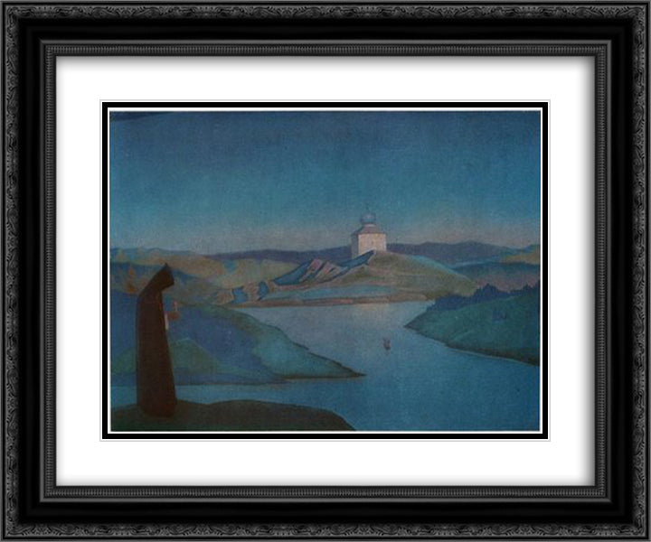 Twilight 24x20 Black Ornate Wood Framed Art Print Poster with Double Matting by Roerich, Nicholas