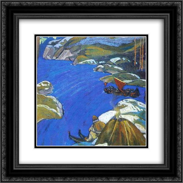 Varangian way 20x20 Black Ornate Wood Framed Art Print Poster with Double Matting by Roerich, Nicholas