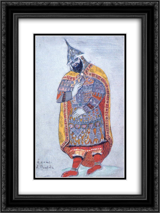 Voivode 18x24 Black Ornate Wood Framed Art Print Poster with Double Matting by Roerich, Nicholas