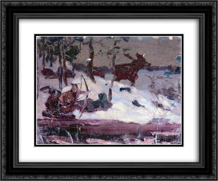 Wait 24x20 Black Ornate Wood Framed Art Print Poster with Double Matting by Roerich, Nicholas