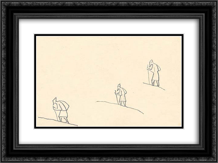 Wanderer of the Light city 24x18 Black Ornate Wood Framed Art Print Poster with Double Matting by Roerich, Nicholas