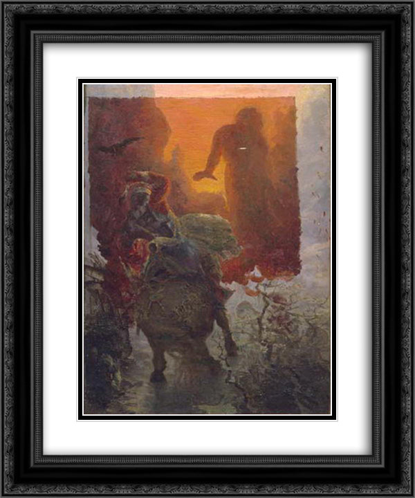Warrior 20x24 Black Ornate Wood Framed Art Print Poster with Double Matting by Roerich, Nicholas
