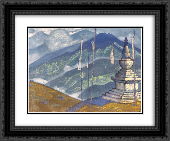 Waves of fog 24x20 Black Ornate Wood Framed Art Print Poster with Double Matting by Roerich, Nicholas